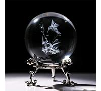 HDCRYSTALGIFTS Presse-papier 3D en forme de colibri en cristal 60 mm gravé au laser avec support en métal