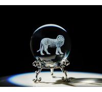 HDCRYSTALGIFTS Presse-papier 3D gravé au laser en forme de lion avec support - 60 mm - Figurines d'animaux en cristal - Décoration de maison ou de bureau