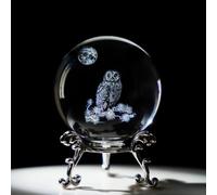 HDCRYSTALGIFTS Presse-papier en cristal laser 3D de 60 mm - Figurines de chouette - Boules décoratives avec support