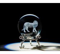 HDCRYSTALGIFTS Presse-papier en verre gravé au laser 3D avec support - 60 mm - Figurines d'animaux du Roi Lion - Boule décorative pour la maison et le bureau - Cadeau pour homme et femme