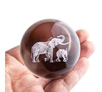 HDCRYSTALGIFTS Presse-papier laser en forme d'éléphant 3D - Boule de cristal - 60 mm - Décoration d'intérieur