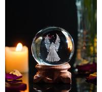 HDCRYSTALGIFTS Sculptures 3D en forme d'anges, boule de cristal, boule pleine, gravure au laser, presse-papiers, décoration de maison, artisanat (transparent)