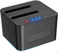 HDD Docking Station - USB3.0 Dock Disque Dur - pour 2,5 et 3,5 Pouces SATA HDD/SSD,Double Baie,Prise en Charge de Clone Hors Ligne