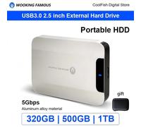 HDD Portable matériau métallique 5Gbps disque dur externe 320GB 500GB 1 to LED USB3.0 disco duro exter Compatible pour PC/MAC/PS4/PS5 Silver