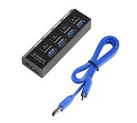 HDEO - HUB Adaptateur USB 3.0 avec Interrupteur on/Off 4 Ports pour Portable et PC