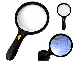 Hdeo - Loupe de Lecture eclairage 3 x LED pour Seniors 5 Niveaux Poids léger format XL