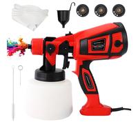 HDeye Appareil de peinture par pulvérisation 750W Pistolet de peinture électrique avec réservoir de 1400ml 3 buses en cuivre et 3 modèles, pour la peinture de la maison, meubles, clôtures, murs, porte
