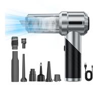 HDeye Aspirateur de voiture sans fil 4-en-1 15000PA Turbo-aspiration/soufflage/inflation/déflation | 30min d'autonomie | Type-C & 6 embouts | Silencieux & portable pour voiture/maison