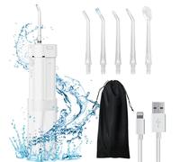 🦷HDeye Douche buccale portable de voyage, IPX7 étanche, réservoir pliable de 190ml avec 6 jets🦷