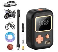 HDeye Pompe à air portable pour voiture, vélo, moto, ballon, lumière LED, batterie intégrée, 1500mAh, 25L/min, suffit pour 20 min
