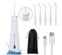 🦷 HDeye Professional Douche buccale avec 5 niveaux de pression, réservoir visible de 300ml et 6 buses - IPX7 étanche, pile de 15 jours