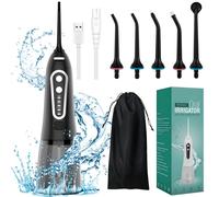 🦷HDeye Professional Douche buccale portable 6 embouts Réservoir 300ml IPX7 5 vitesses