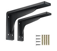 HDEYRSX 2 Pièces Equerre Etagere Murale,Supports D' Étagère Flottants,Equerre Charge Lourde En Métal,Support d'angle Brace pour Salon Chambre Bibliothèque,Avec Vis (390mm,Noir)