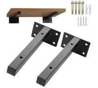 HDEYRSX 2 Pièces Equerre Etagere Murale,Supports D'étagère Flottants,Équerre d'étagère pour Charges Lourdes,Équerre de Fixation en Métal pour Salon Chambre Bibliothèque,avec Vis (300mm,Noir)