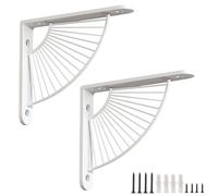 HDEYRSX 2 Pièces Supports d'étagère Flottants,Équerre Étagère de Fixation en Métal,Equerre Charge Lourde,Equerre Etagere en Forme D'éventail pour économiser de l'espace,avec Vis (30CM,Blanc)