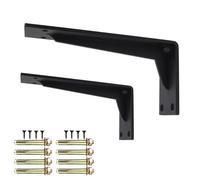 HDEYRSX 2 Pièces Supports D'étagère pour Charges Lourdes,Equerre Etagere Murale,5 mm D'épaisseur échafaudage,Supports de Angulaires Droits pour Salon Chambre Bibliothèque,avec Vis (55cm,Noir)