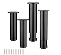 HDEYRSX 4 Pièces Pieds de Meuble Réglables,Pattes de Table en Métal,Alliage Aluminiuml,Jambe de Support pour Armoires,Placard,Bureau,Lit,Table de Chevet et Canapés,Vis Incluses (15cm,Noir)