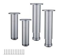 HDEYRSX 4 Pièces Pieds de Meuble Réglables,Pattes de Table en Métal,Alliage Aluminiuml,Jambe de Support pour Armoires,Placard,Bureau,Lit,Table de Chevet et Canapés,Vis Incluses (8cm,Gris)