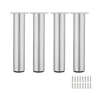 HDEYRSX 4 Pièces Pieds de Meubles Réglables Jambes de Table en Métal,Pattes de Support en Alliage D'aluminium pour Armoires,Lit,Canapé,Meuble TV,Placard,Table Basse,avec Vis (35cm,Argenté)