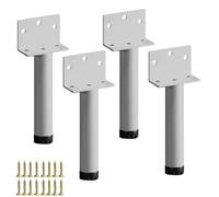 HDEYRSX 4 Pièces Pieds de Table Réglables en Métal,Pattes de Meuble Canapé Pieds de Support en Fixation pour Armoire Lit Table Basse Bureau Et Autres Meubles,avec Vis (10cm,Blanc)
