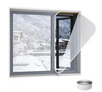 HDEYRSX Film Isolant Fenêtre Anti Froid Hiver,Film de Survitrage Thermo en Matériau EVA Épais Kit d'Isolation de Fenêtre avec Ruban Adhésif pour Installation Facile (75cm x 80cm)