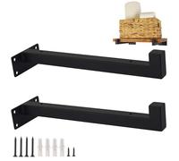 HDEYRSX Lot de 2 Équerre D'étagère Murale,Support D'étagère Flottant avec lèvre,Equerre Charge Lourde,Support d'angle Brace en Métal pour Salon Chambre Bibliothèque,Avec Vis,Noir (40cm)