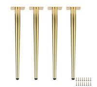 HDEYRSX Lot de 2 Pieds de Meubles Réglables,Pieds de Table de Cône Pattes d'armoire en Métal,Jambes en Fixation de Rechange pour Canapés,Lit,Chaise,Bureau,avec Vis (50cm,Or)