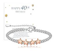 HDFHDF 1 bracelet personnalisé pour femme - Cadeau d'anniversaire réglable avec carte plaquée argent - Rose Venus 40e, 50e, 60e - Envoi de maman, fille, bonne amie, épouse, petite amie, sœurs, taille