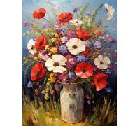 Hdfvlfdsa Kit De Broderie Au Point De Croix Estampillé À Faire Soi-Même, Fleurs Dans Un Vase 40X50Cm Gamme Complète De Kits De Dé Marrage Pour Débutants Pré-Imprimés