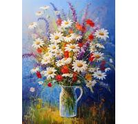 Hdfvlfdsa Kit Point De Croix De Bricolage Main Needlework Cross Set Kit Bouquet De Fleurs Sur Le Rebord De La Fenêtre 40X50Cm Point De Broderie Précis Imprimés Motif Du Point Décorationde La Chambre
