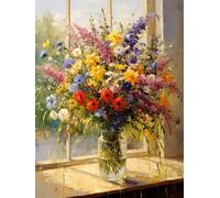 Hdfvlfdsa Kit Point De Croix De Bricolage Main Needlework Cross Set Kit Série De Bouquets De Fleurs Colorés 40X50Cm Point De Broderie Précis Imprimés Motif Du Point Décorationde La Chambre
