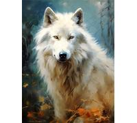 Hdfvlfdsa Point De Croix Kit Complet,Loup Blanc Dans La Nature40X50Cm