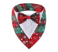 HDGDT Bandana de Noël réglable à carreaux rouges avec nœud papillon - Costume de vacances pour chiens de XS à XL
