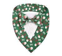 HDGDT Bandana réglable vert de Père Noël pour chien avec nœud papillon - Costume de vacances pour animaux de compagnie de tailles XS à XL