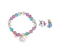 HDGSAFD 1 Bracelet Poney Et 1 Paire De Clips d'oreille, Ensemble De Bijoux Arc-en-Ciel, Accessoires De Mode pour Filles, Adaptés Aux Fêtes De Jeunes.
