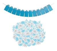 HDGSAFD 1 Cadre Photo Bleu avec Un Drapeau Et 100 Morceaux De Papier Décoratif, Bannières Photo Créatives, Mise en Page De Scène De Fête De Bébé, Adapté Aux Célébrations d'anniversaire.