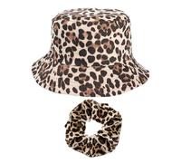 HDGSAFD 1 chapeau d'été pour femme, 1 cercle de cheveux avec motif léopard, chapeau de soleil pliable pour femme, chapeau de pêche double face pour femme, Motif léopard, S/M