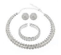 HDGSAFD 1 Collier Double Épaisseur, 1 Bracelet Double Épaisseur Et 1 Paire De Boucles d'oreilles, Bijoux Étincelants, Bijoux Élés, Bijoux Strass, Accessoires Vestimentaires