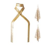 HDGSAFD 1 Collier Écharpe Et 1 Paire De Boucles d'oreilles, Écharpe À Paillettes en Métal, Écharpe À Paillettes, Écharpe De Personnalité À La Mode, Accessoires Vestimentaires