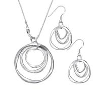 HDGSAFD 1 Collier Et 1 Paire De Boucles d'oreilles, Collier Géométrique Multi-Cercles, Bijoux Pendentifs Exquis, Boucles d'oreilles À La Mode Et Élées, Les Filles Portent des Accessoires Assortis.