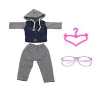 HDGSAFD 1 Costume en Jean avec 1 Mini Cintre Et 1 Lunettes, Vêtements De Poupée, Accessoires De Poupée, Jouets pour Enfants
