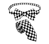 HDGSAFD 1 Cravate À Carreaux Noir Et Blanc Et 1 Nœud Papillon À Carreaux Noir Et Blanc, Accessoires De Cosplay, Cravate Décorative, Cravate De Fête