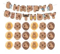 HDGSAFD 1 Drapeau De Cartoon Capybara Et 18 Ballons, Drapeau Animal Mignon, Décorations De Fête, Fournitures De Fête d'anniversaire.