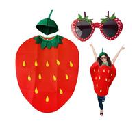 HDGSAFD 1 Ensemble De Costumes De Fraises Et 1 Paire De Lunettes, Costumes De Performance, Costumes De Déguisement Créatifs, Accessoires De Jeu De Rôle, Costumes De Fête.