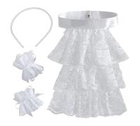 HDGSAFD 1 Morceau De Col De Dentelle, 1 Paire De Manches en Dentelle, 1 Morceau De Bandeau Perlé, Décoration De Vêtements Blancs, Accessoires De Vêtements Créatifs.
