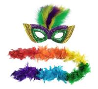 HDGSAFD 1 Morceau De Plume Coloré Et 1 Masque, Accessoires De Performance, Accessoires De Rôle, Accessoires De Fête, Accessoires De Costumes Masqués.