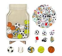 HDGSAFD 1 Morceau De Pot De Récompense pour Enfants, 60 Autocollants De Football, Pot De Récompense De Balle De Sport en Bois, Pot Créatif Réutilisable, Accessoires De Motivation pour Enfants.