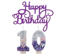HDGSAFD 1 Numéro 10 Bougie d'anniversaire Et Insert De Carte À Gâteau 1 Pièce, Décorations De Gâteaux Créatives, Bougies Brillantes, Décorations De Gâteaux pour Filles.