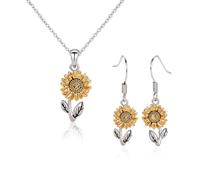 HDGSAFD 1 Paire De Boucles d'oreilles Tournesol Et 1 Collier Tournesol, Bijoux Créatifs, Bijoux Simples À La Mode, Bijoux pour Femmes