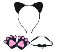 HDGSAFD 1 Pièce Bandau d'oreille pour Chat, Collier De Nœud 1 Pièce, 1 Paire De S De Griffe De Chat, Costume De Chat Mignon pour Adultes, Accessoires De Rôle, Décoration De Costumes De Fête.